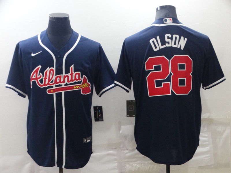 Men Atlanta Braves 28 Olson Blue Game Nike 2022 MLB Jerseys